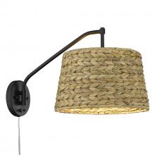  3694-A1W BLK-WSG - Ryleigh Articulating Wall Sconce in Matte Black with Woven Sweet Grass Shade
